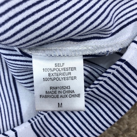 Bobeau blue stripe cold shoulder blouse top - Picture 4 of 4